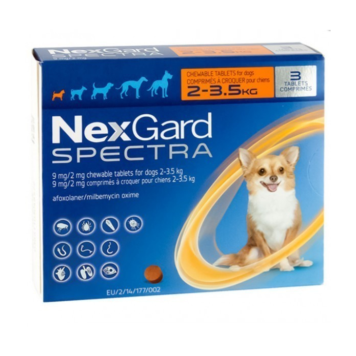 NexGard Spectra 2-3,5 кг 1 таблетка для собак від бліх кліщів та гельмінтів