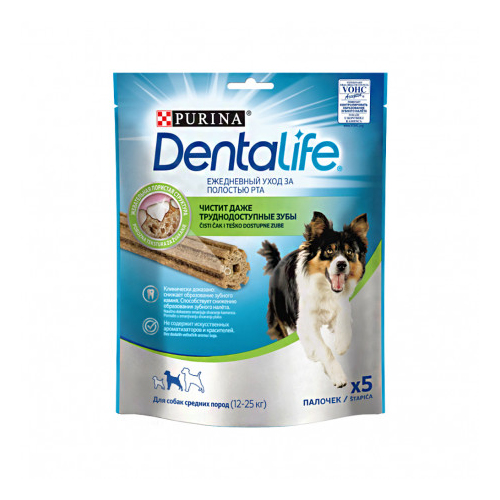 Purina DentaLife Medium. Ласощі для підтримки здоров'я порожнини рота дорослих собак середніх порід. 6x115g