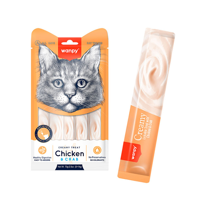 Wanpy Creamy Treat Chicken & Crab кремові ласощі для котів з куркою та крабом 1шт 14г