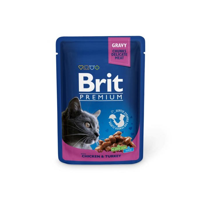 Вологий Корм Brit Premium Cat pouch 100 g курка та індичка