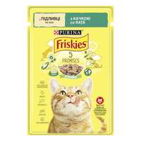 Friskies для котів, шматочкиі з качкою, пауч 85г
