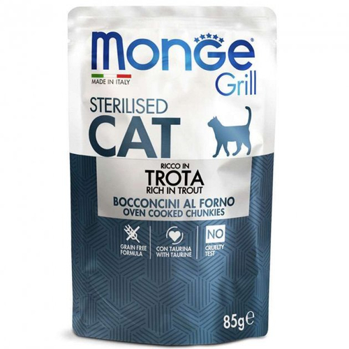 Monge Grill CAT pouch Sterilized Adult Trout вологий корм для дорослих стерилізованих котів з фореллю