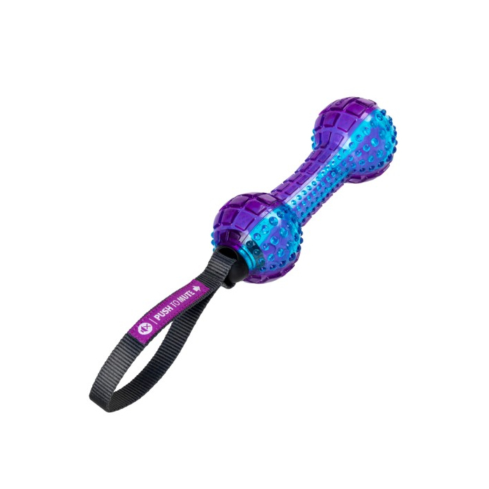 Іграшка для собак Гантеля з пищалкой що відключається GiGwi Push to mute, TPR Гума, нейлон, 18 см 75332 GIGwi