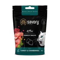 Хрусткі ласощі Savory для здорового росту кошенят, індичка з журавлиною,