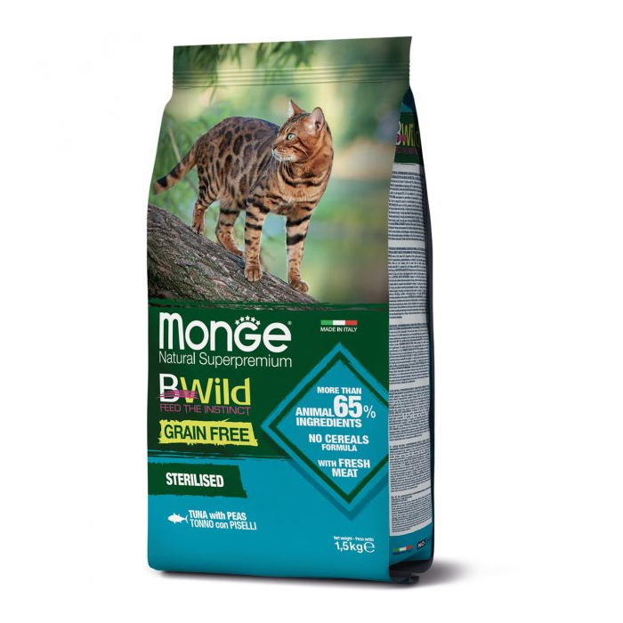 Monge BWild CAT Sterilised Tuna сухий корм для стерилізованих котів з тунцем 1,5кг