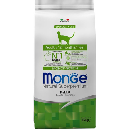 Monge CAT Monoprotein Rabbit cухий корм для котів з кроликом 1,5кг
