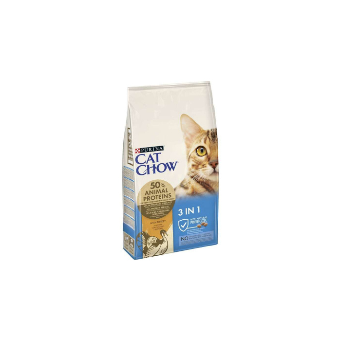Cat Chow Feline 3in1 формула з потрійною дією, з індичкою, сухий корм 1,5кг