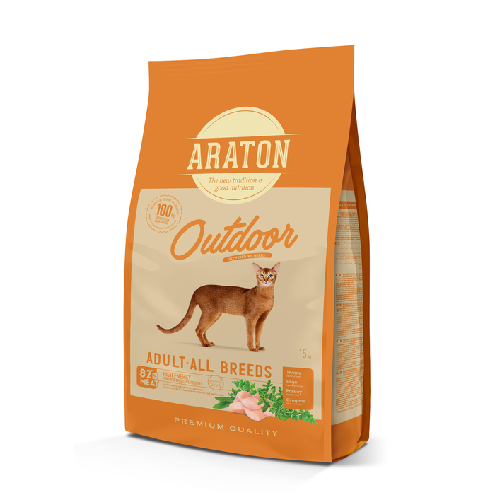 ARATON CAT OUTDOOR Adult All Breeds для активних котів з куркою та індичкою