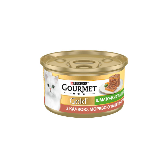 Gourmet Gold Террін консерва для котів шматочки в паштеті з качкою морквою та шпинатом