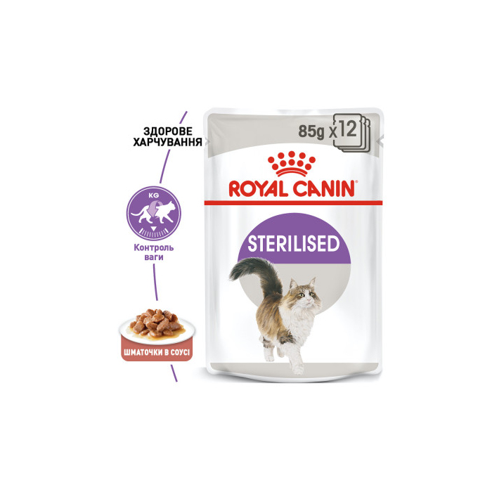 Sterilised вологий корм у соусі для стерилізованих котів, пауч 85г 4095001 Royal Canin