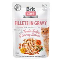 Brit Care Cat Pouch для котів, філе в соусі, ніжна індичка і пікантний лосось, пауч