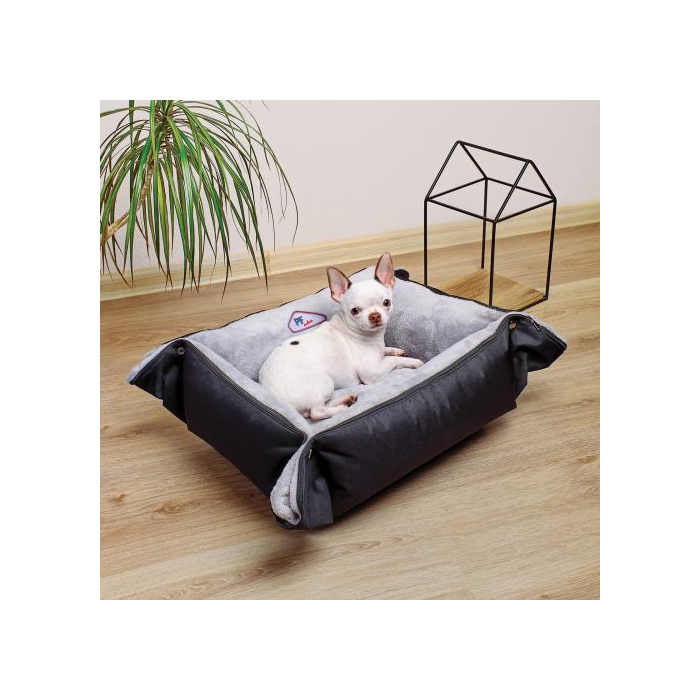 Лежак-трансформер Pet Fashion Simon сірий та чорний для собак 54х66х20см