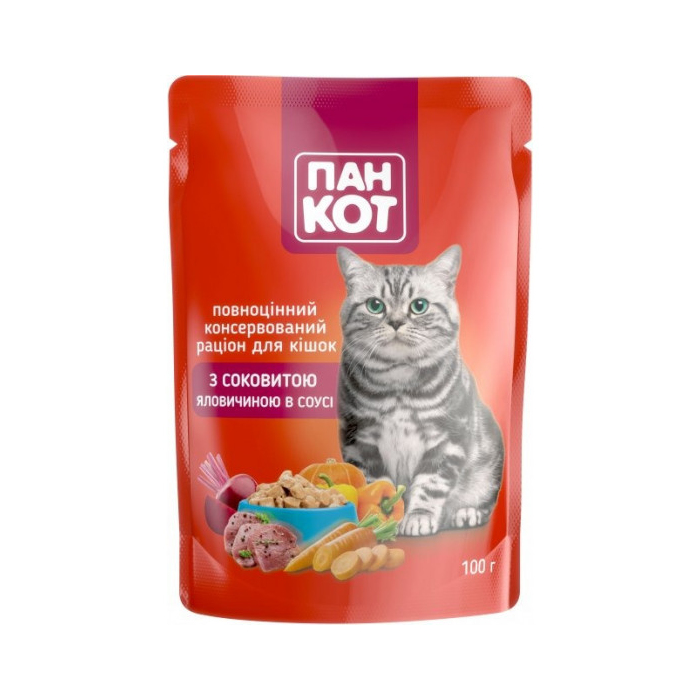 ПанКот пауч з соковитою яловичиною в соусі