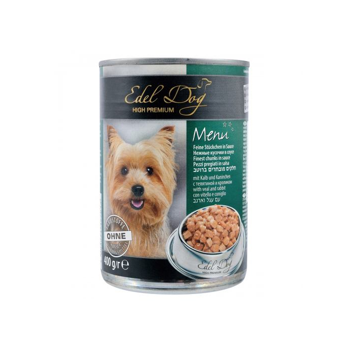 Edel Dog Can консерва для собак з телятиною та кроликом в соусі