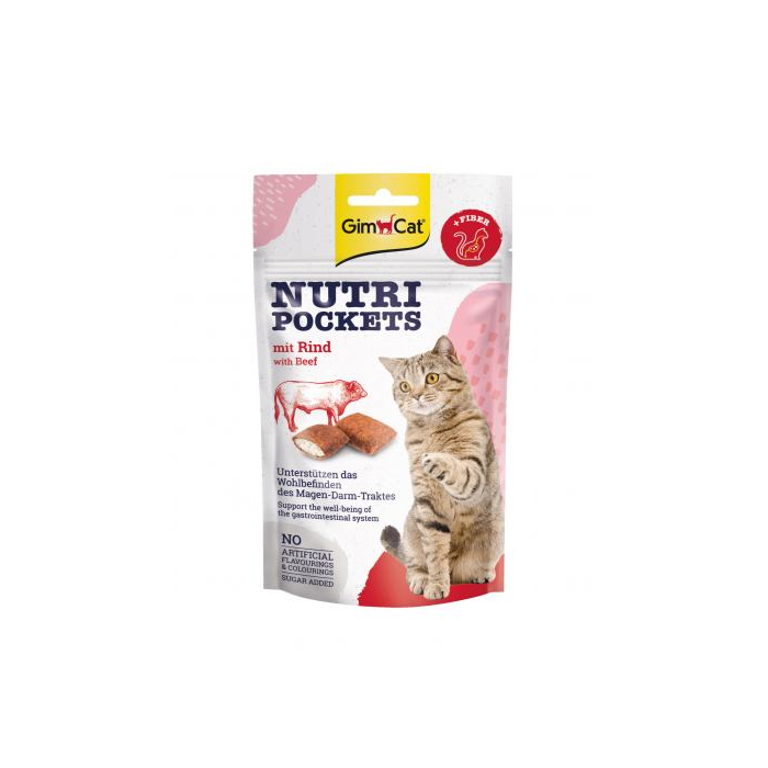 GimCat Nutri Pockets ласощі для котів яловичина та солод