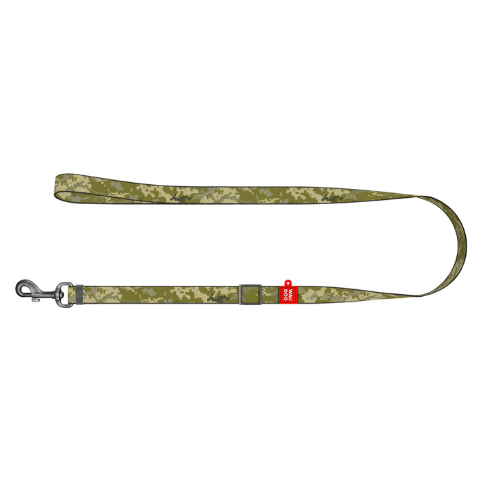 Повідець для собак з нейлону регульований WAUDOG Nylon малюнок Мілітарі, розмір S, Ш 15 мм, Д 152-183 см 370-4026 Collar