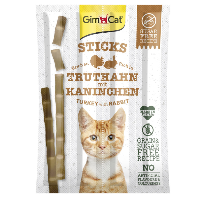 Ласощі GimCat для котів палички ГімКет Стікс з індичкою та кроликом 4 по 5г (ціна за 1 паличку) G-420905/420530