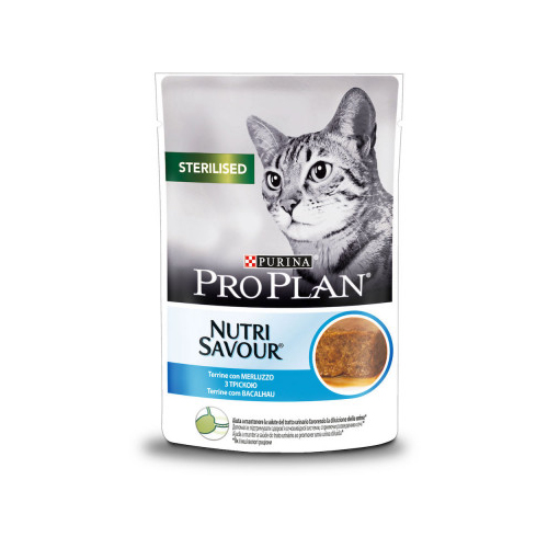 Pro Plan Sterilised Nutrisavour Mousse with Cod зі шматочками тріски в паштеті для дорослих стерилізованих котів, пауч 85г