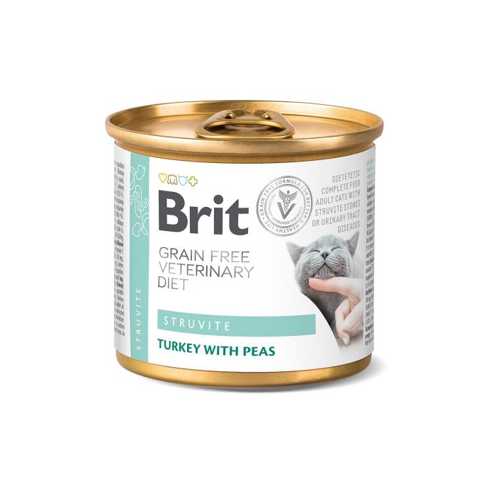 Brit GF VetDiet CAT Struvite вологий корм для котів, при сечокам'яній хворобі, з індичкою та горохом,