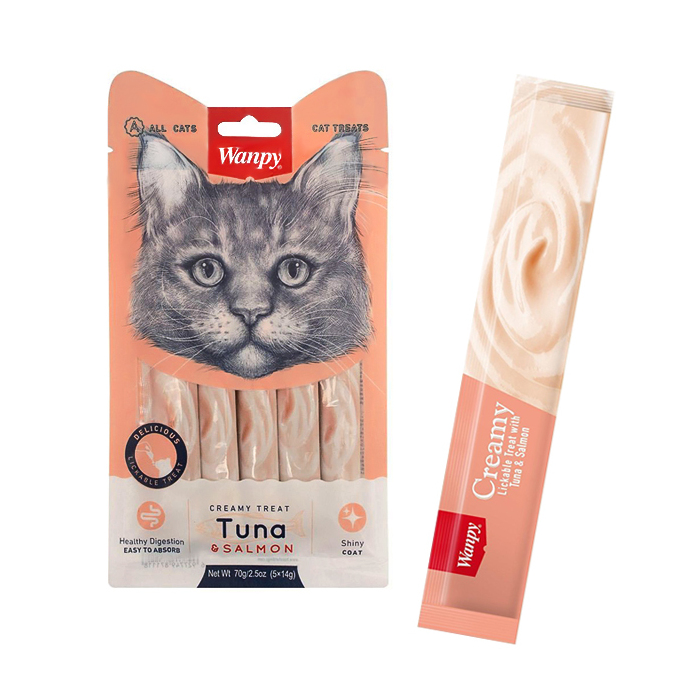 Wanpy Creamy Treat Tuna & Salmon кремові ласощі для котів з тунцем і лососем 1шт 14г
