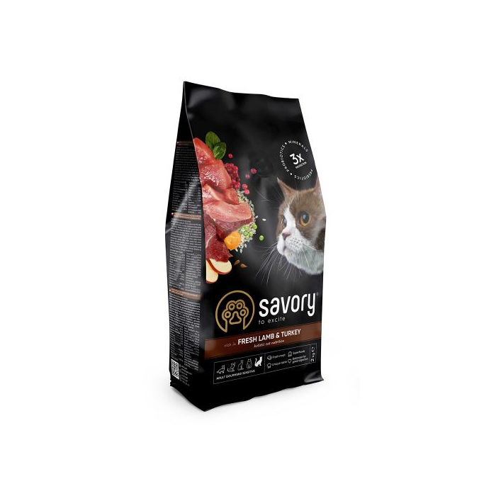 Savory CAT Sensitive Digestion Fresh Lamb and Turkey ягня та індичка 0,4 кг