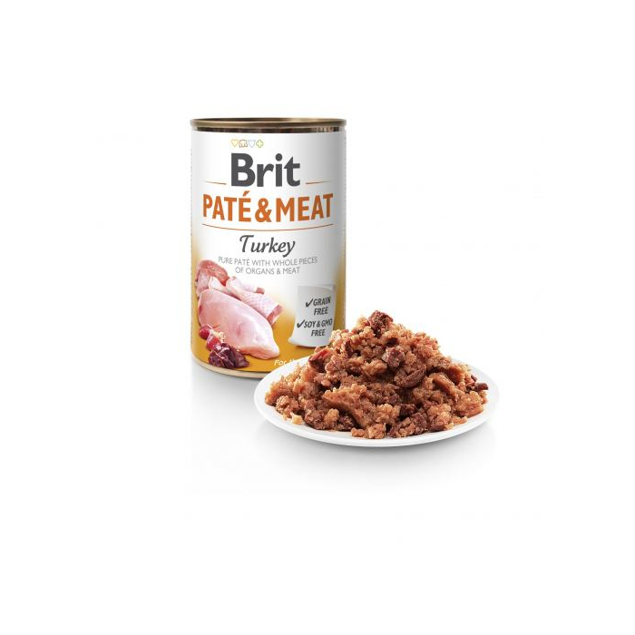 Вологий корм Brit Pate & Meat для собак з індичкою консерва