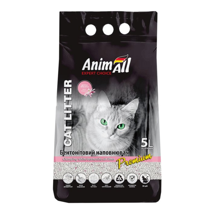 AnimAll наповнювач бентонітовий білий з ароматом дитячої пудри