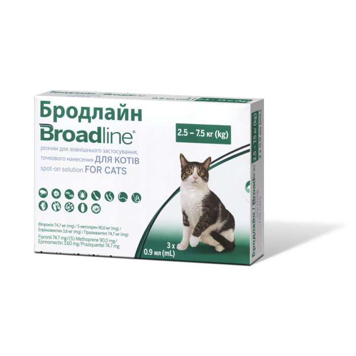 БРОДЛАЙН Спот-он для котів вагою 2,5-7,5кг  1шт