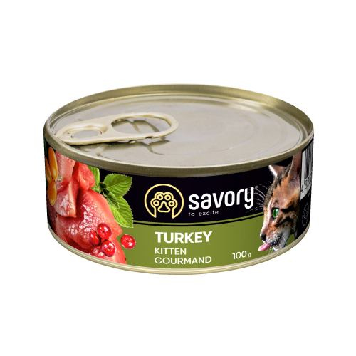 Savory CAT Can Kitten Turkey вологий корм для кошенят з індичкою 100г