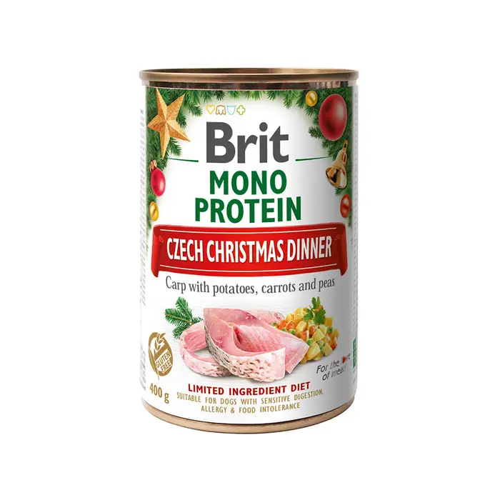 Brit Care Dog  Monoprotein Різдвяна консерва для собак Короп та картопляний салат 400г XMASS_00824