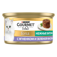 Gourmet Gold консерва для котів ніжні биточки з ягням та зеленими бобами