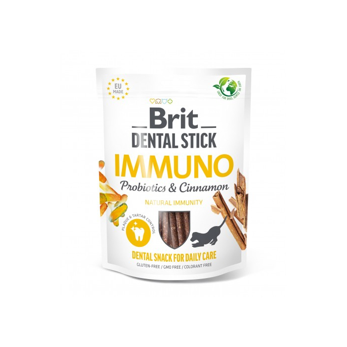 Ласощі для собак Brit Dental Stick Immuno для міцного імунітету пробіотики та кориця 7шт 251 г