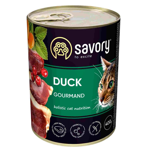 Вологий Корм Savory Cat Can Adult для вибагливих котів Качка k 400g