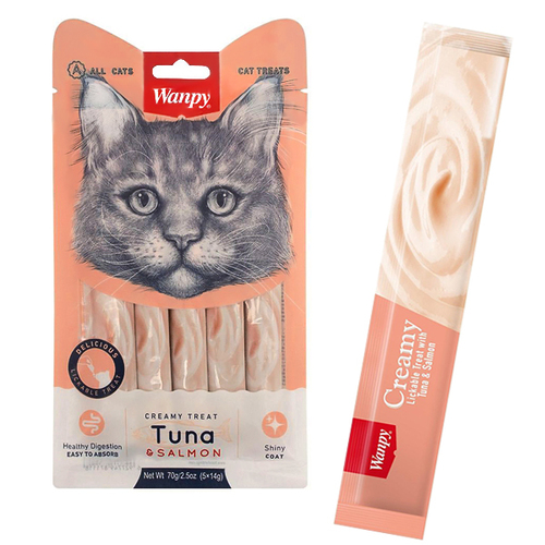 Wanpy Creamy Treat Tuna & Salmon кремові ласощі для котів з тунцем і лососем 1шт 14г