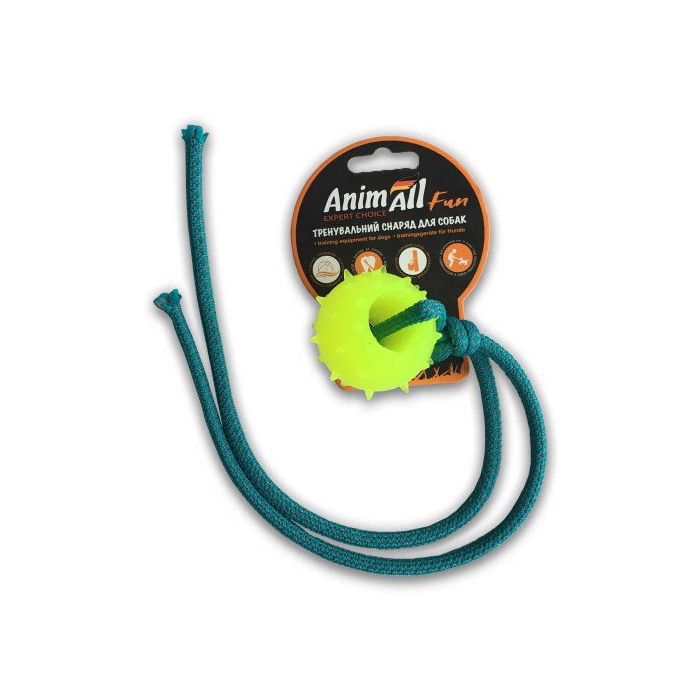 AnimAll Fun іграшка куля з канатом жовта
