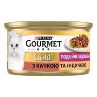 Gourmet Gold Double Delice Duck Turkey консерва для котів шматочки в підливі з качкою та індичкою