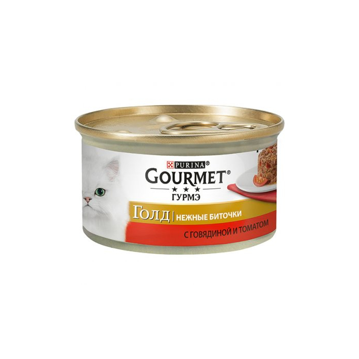 Gourmet Gold Savoury Cake Beef Tomatoes консерва для котів ніжні биточки з яловичиною та томатами 85г