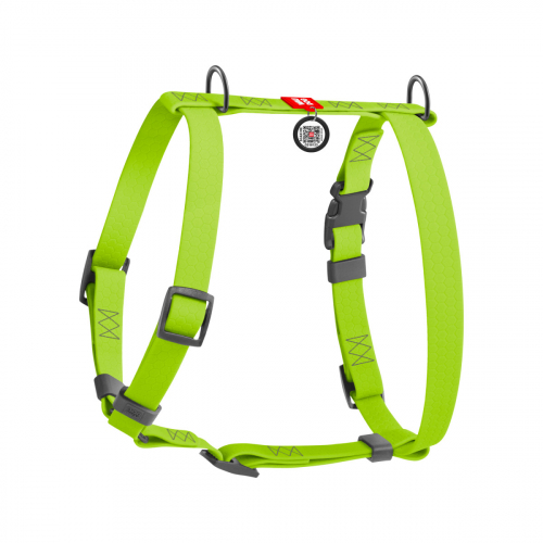 Шлея для собак WAUDOG Waterproof Н-подібна салатова з QR паспорто пластикова пряжка-фастекс M