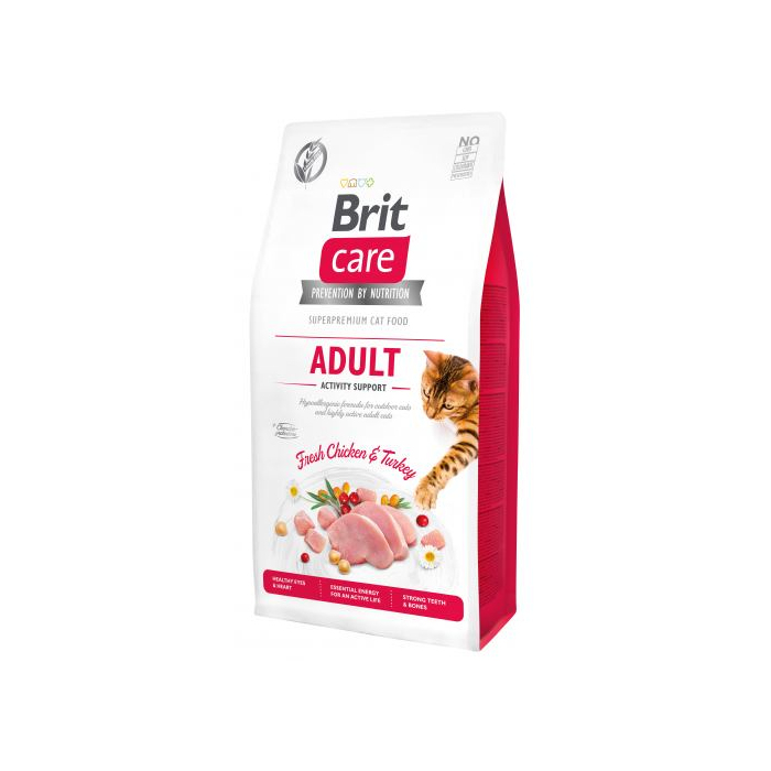 Сухий корм Brit Care CAT GF Adult Activity Support для котів які живуть на вулиці індичка та курка