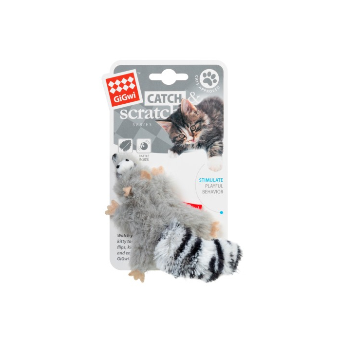 Іграшка для котів Єнот з котячої мятою GiGwi Catch & scratch штучне хутро, котяча мята, 8 см 75019 GIGwi