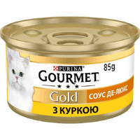 Gourmet Gold Соус Де-Люкс консерва для котів шматочки у соусі з куркою