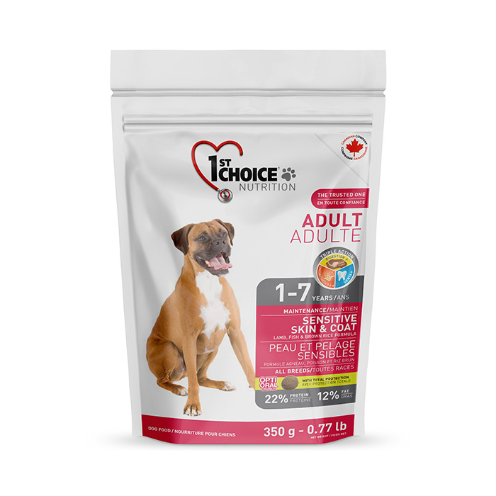 1st Choice Adult Sensitive Skin & Coat Lamb, Fish & Rice для собак всіх порід схильних до алергії ягня та риба з ррисом 0,35кг