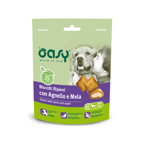 OASY DOG TREATS ласощі для собак.Хрусткі подушечки з ягня та яблука 80 г, 346205