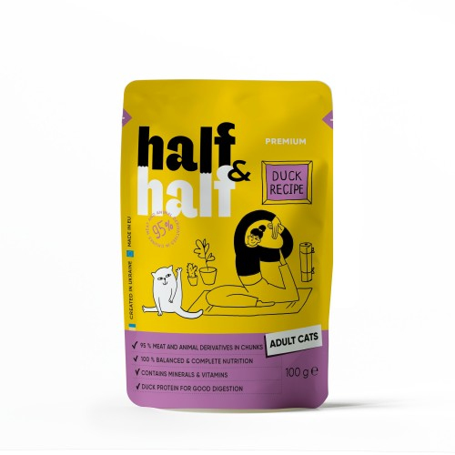 Half&Half CAT Pouch Adult Duck для дорослих котів шматочки з качкою у соусі