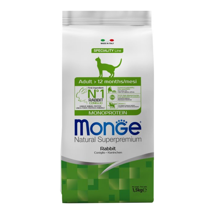 Monge CAT Monoprotein Rabbit cухий корм для котів з кроликом 1,5кг