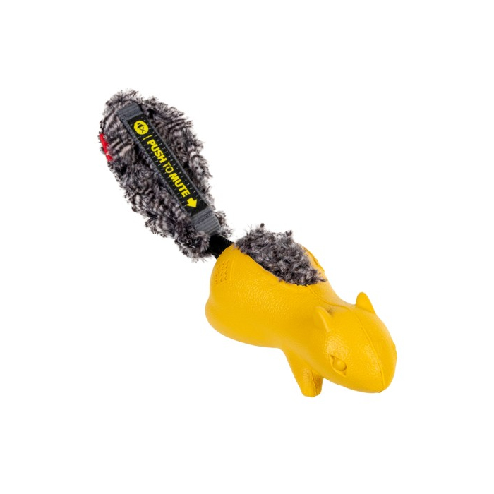 Іграшка для собак Білка з пищалкой що відключається, жовтий GiGwi Push to mute, гума, штучне хутро, 30 см 75010 GIGwi