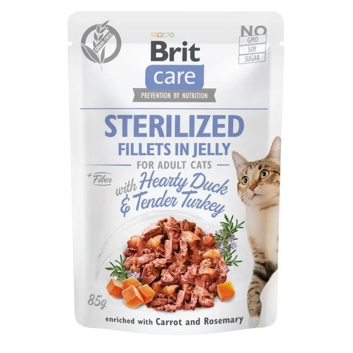Brit Care CAT Pouch для кастрованих котів, в желе, качка та індичка, пауч