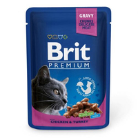 Вологий Корм Brit Premium Cat pouch 100 g курка та індичка