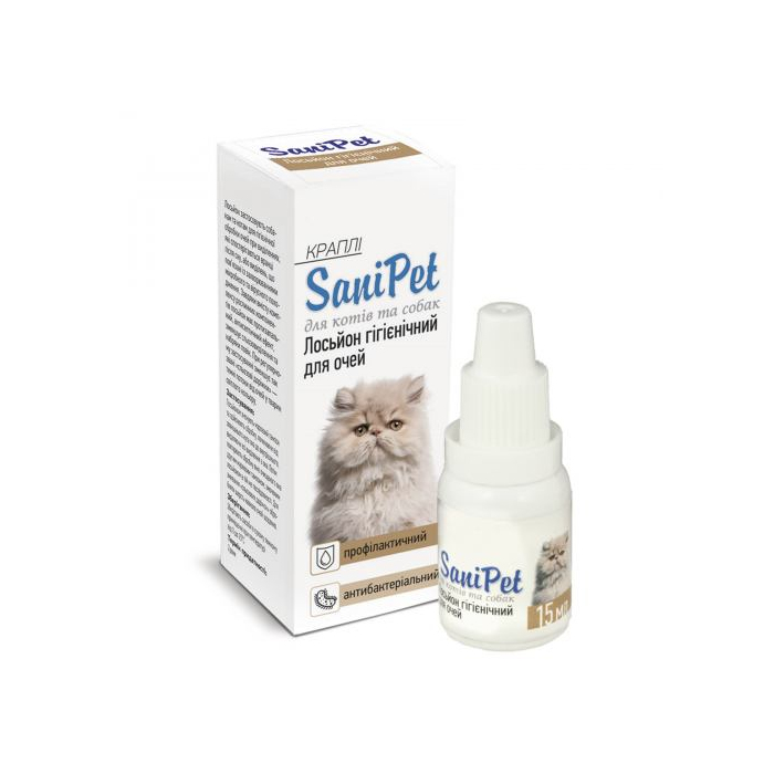 Лосьйон ProVET SaniPet для догляду за очима котів та собак краплі 15 мл PR020060