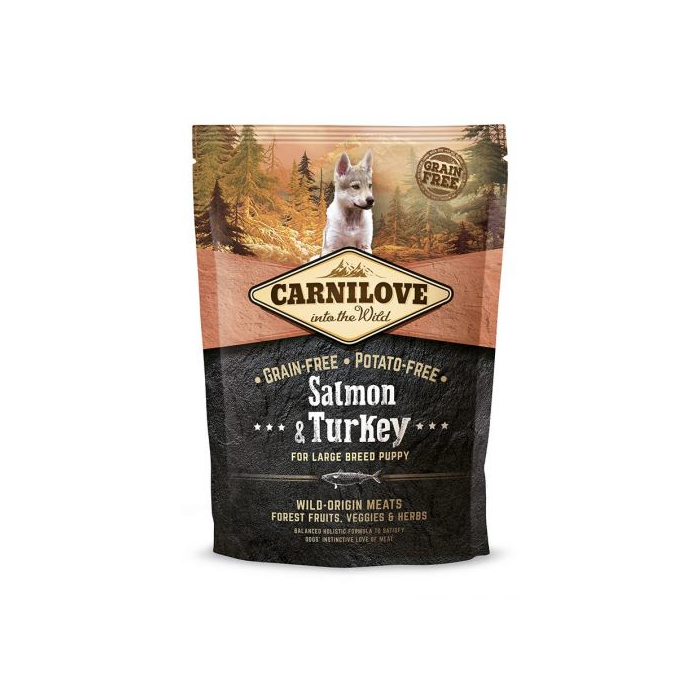 Carnilove DOG Salmon & Turkey Large Breed Puppy для цуценят та молодих собак великих порід лосось та індичка 1,5кг